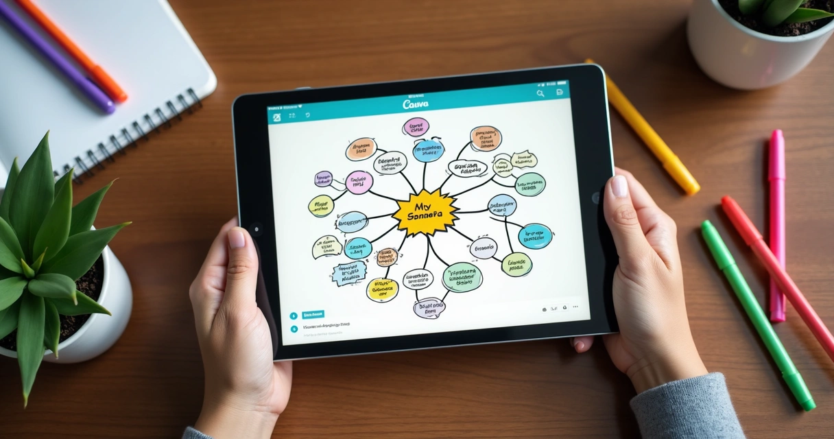 Mapa mental digital sendo criado