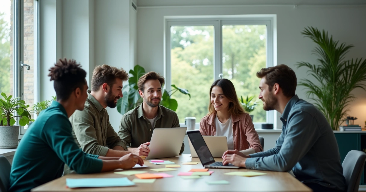 Equipe criativa trabalhando em campanhas digitais 