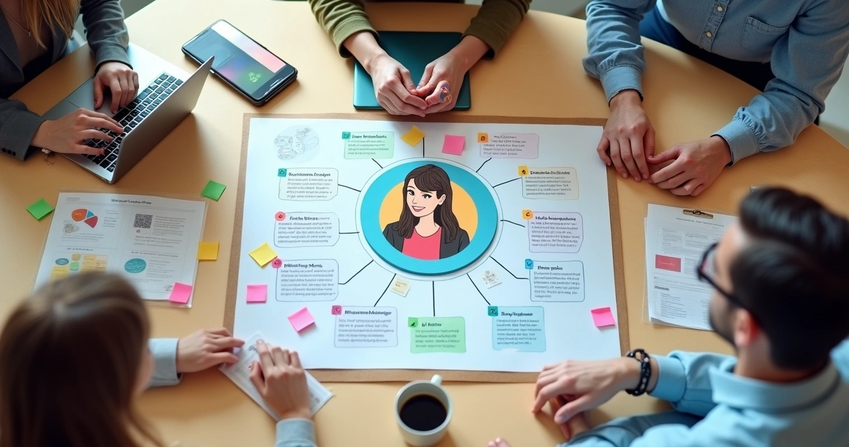 Quadro visual representando a criação de uma persona para marketing digital 