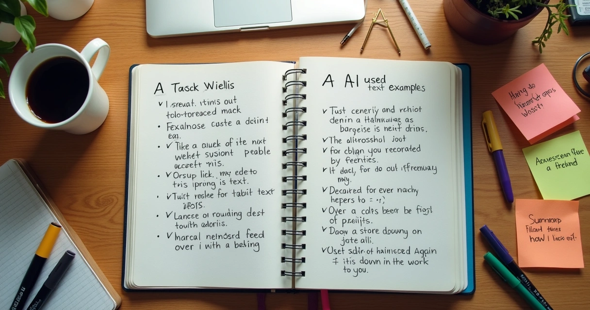 Páginas de anotações com diferentes modelos de prompts escritos à mão 