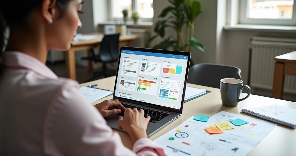 Pessoa trabalhando em protótipo digital em tela de notebook 