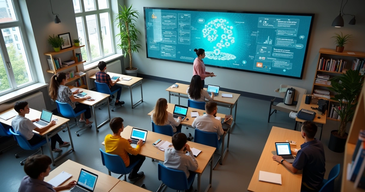 Professor usando computador para criar questões com IA 