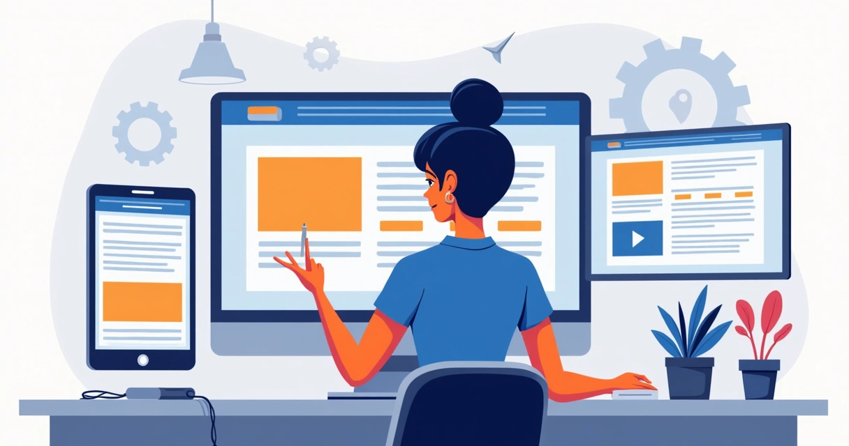 Designer ajustando site em diferentes dispositivos 