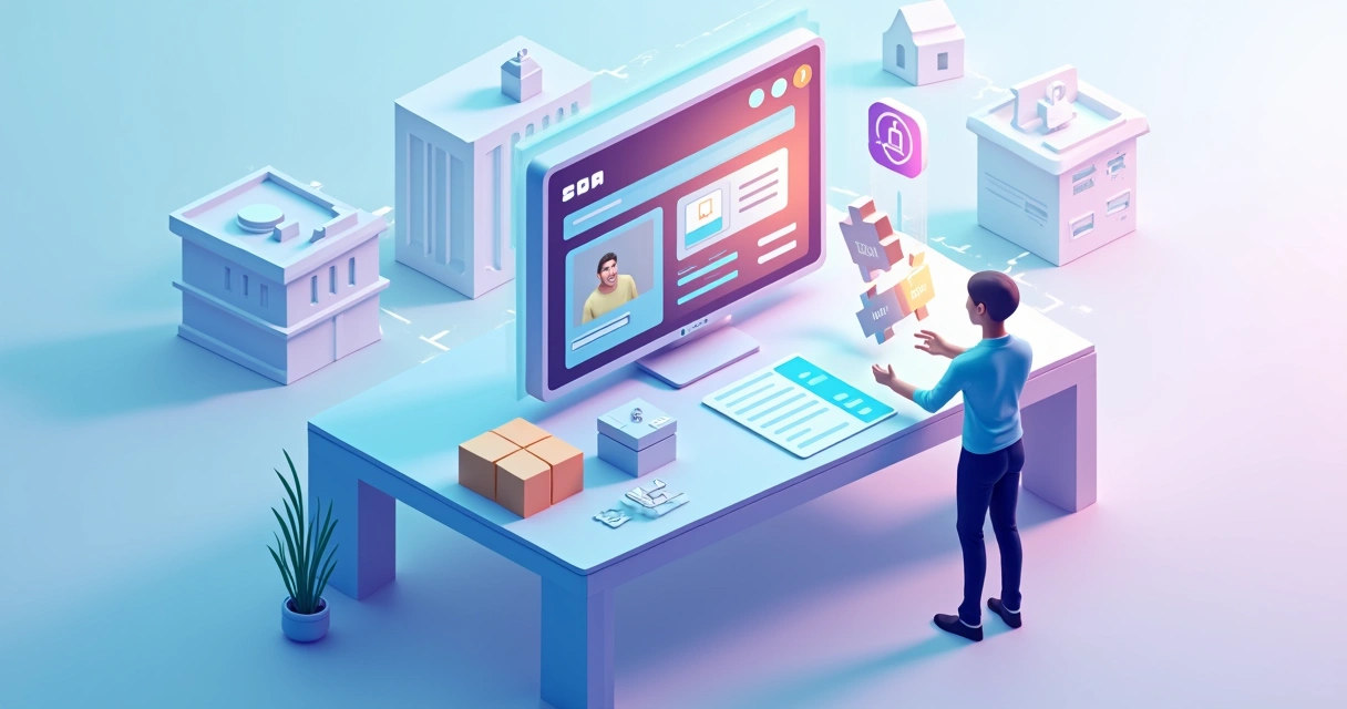 Pessoa leiga guiada por assistente de IA montando site profissional em 2026 