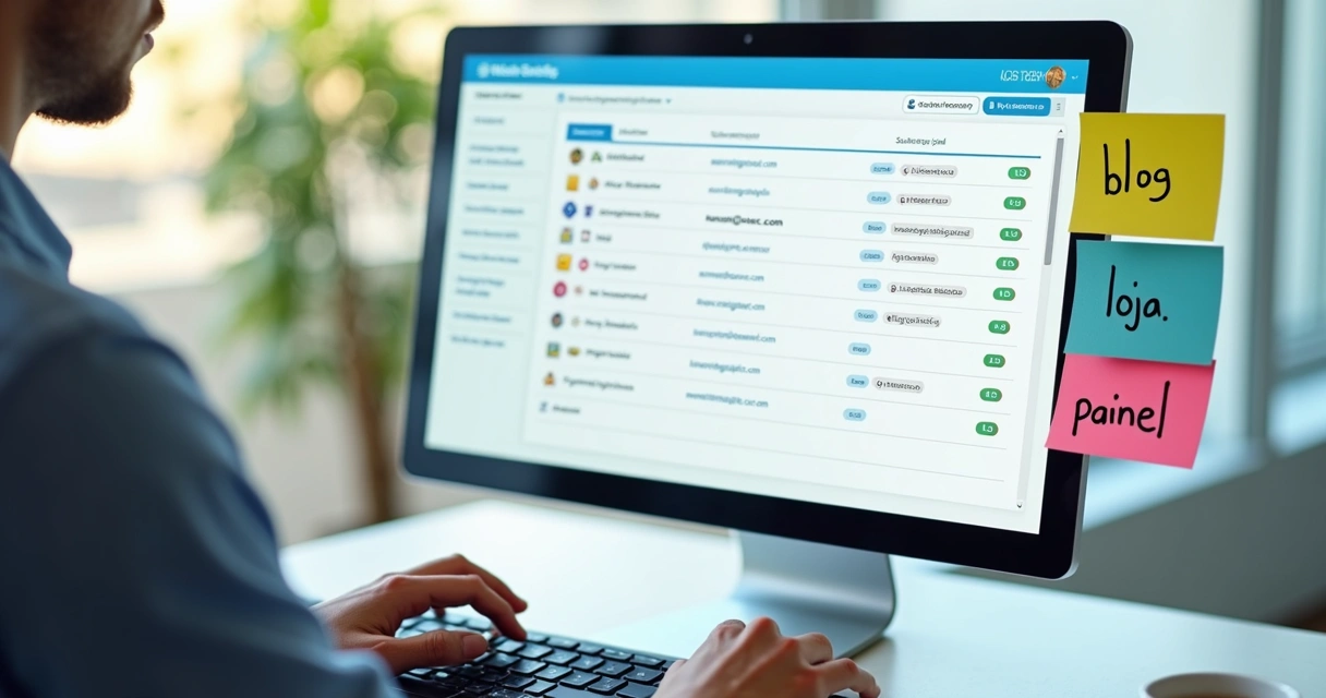 Interface de painel DNS mostrando criação de subdomínios organizados. 