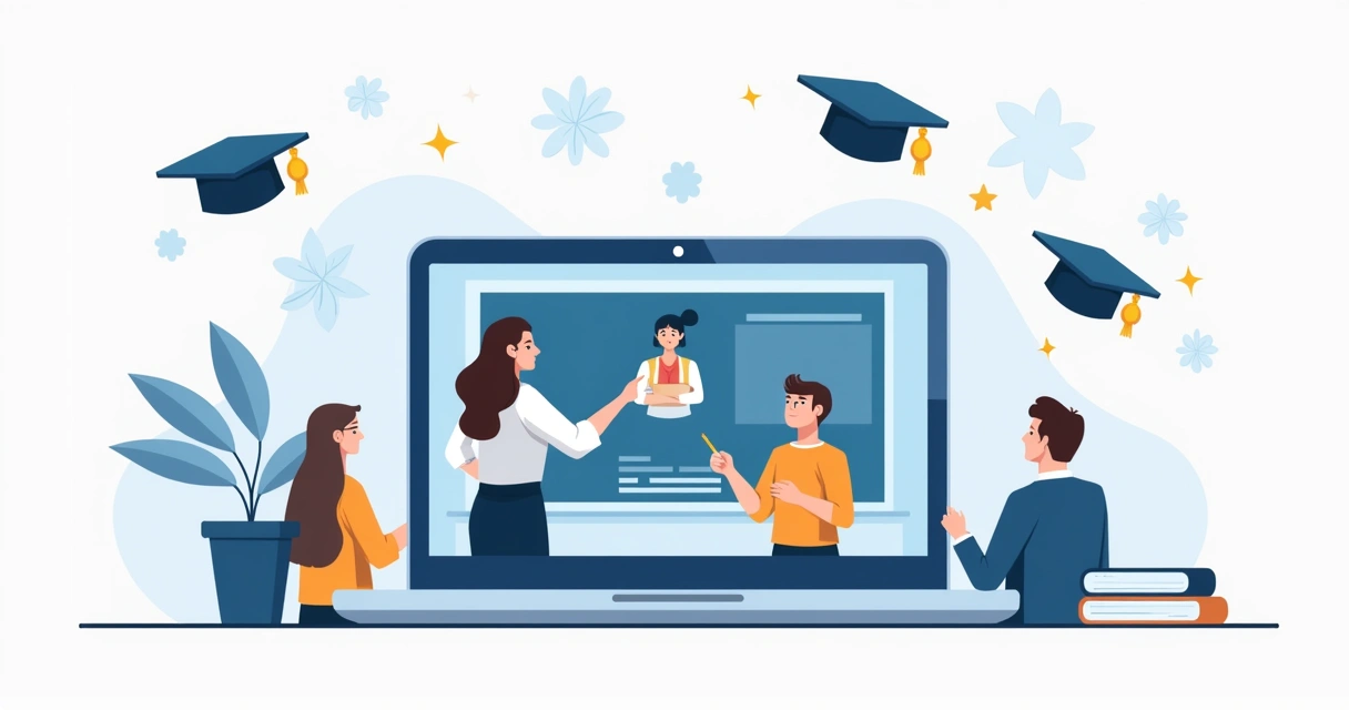 Vídeo educativo produzido por IA sendo exibido a estudantes online 