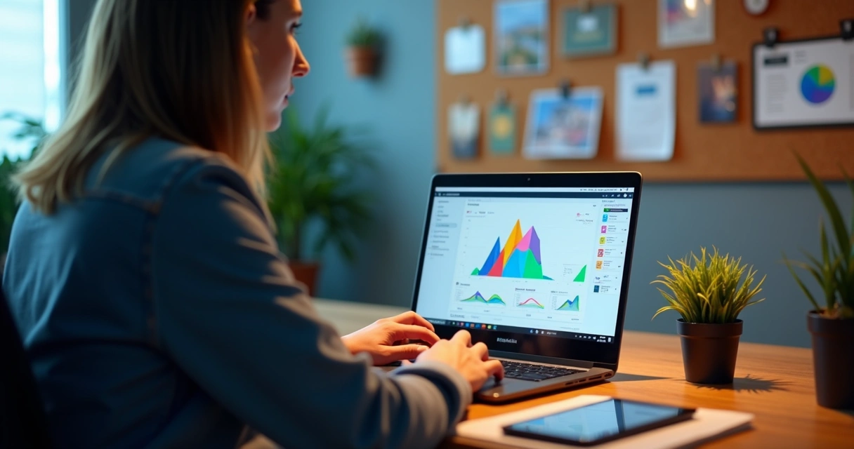 Pessoa ajustando script automatizado no notebook em ambiente moderno 