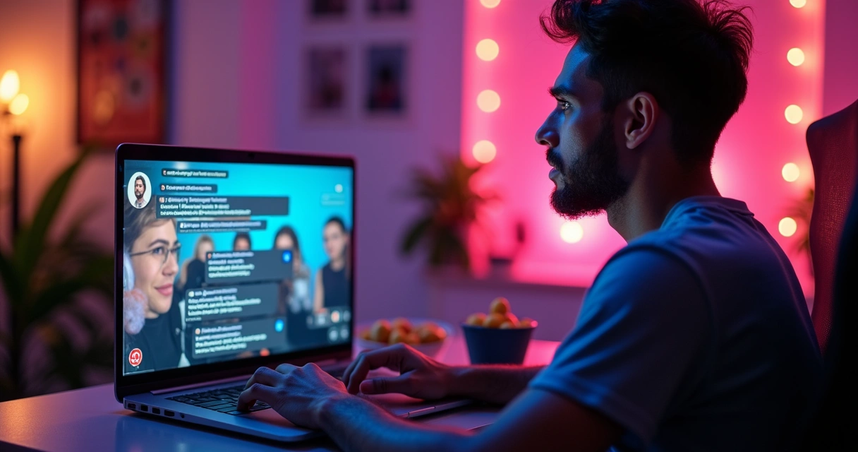 YouTuber fazendo live, com destaques do SuperChat na tela 