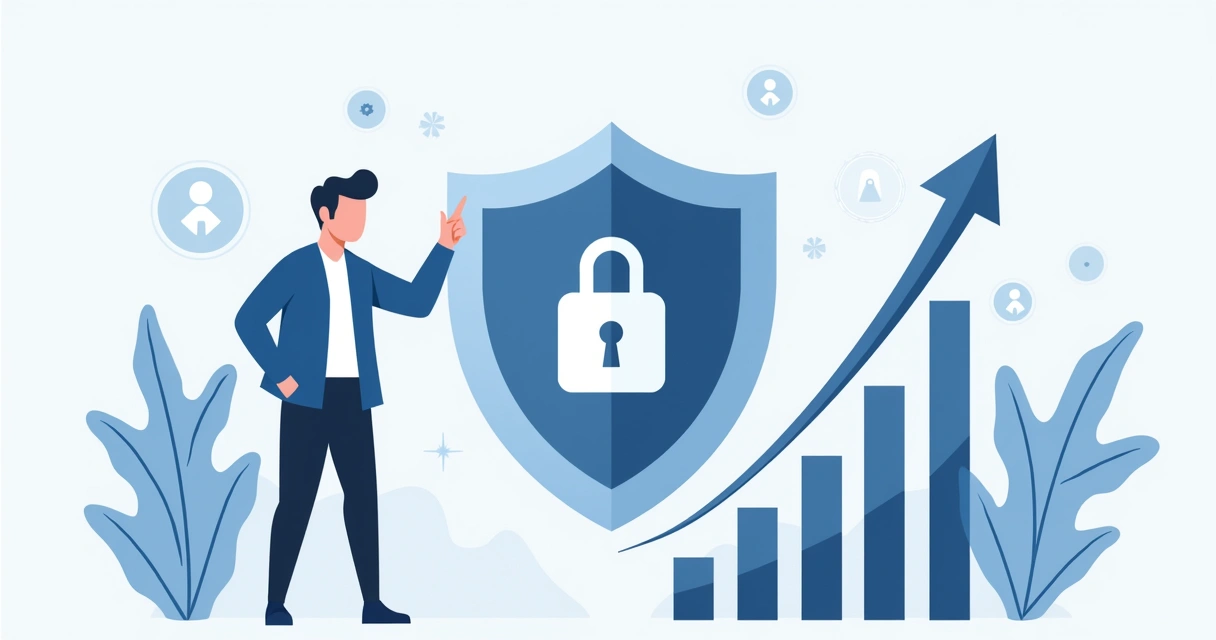 Criador de conteúdo ao lado de escudo digital, transmitindo segurança ao público 