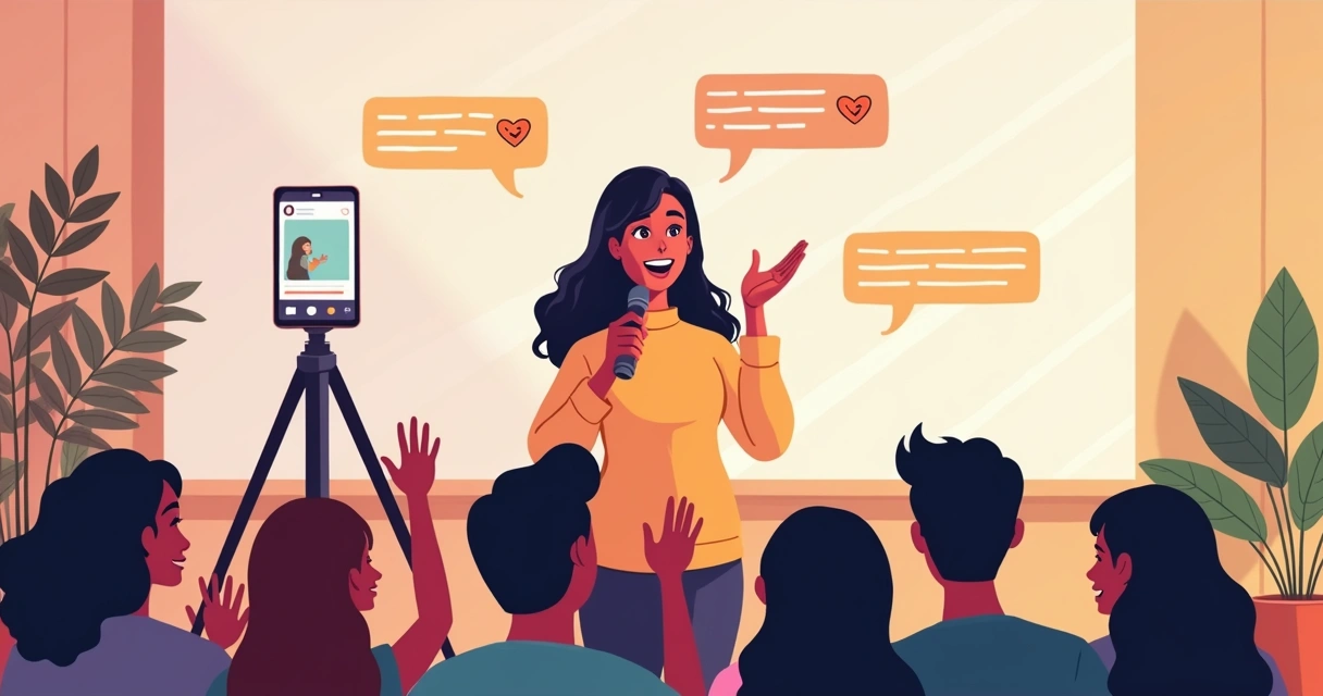 Pessoa fazendo live para audiência engajada no Instagram 