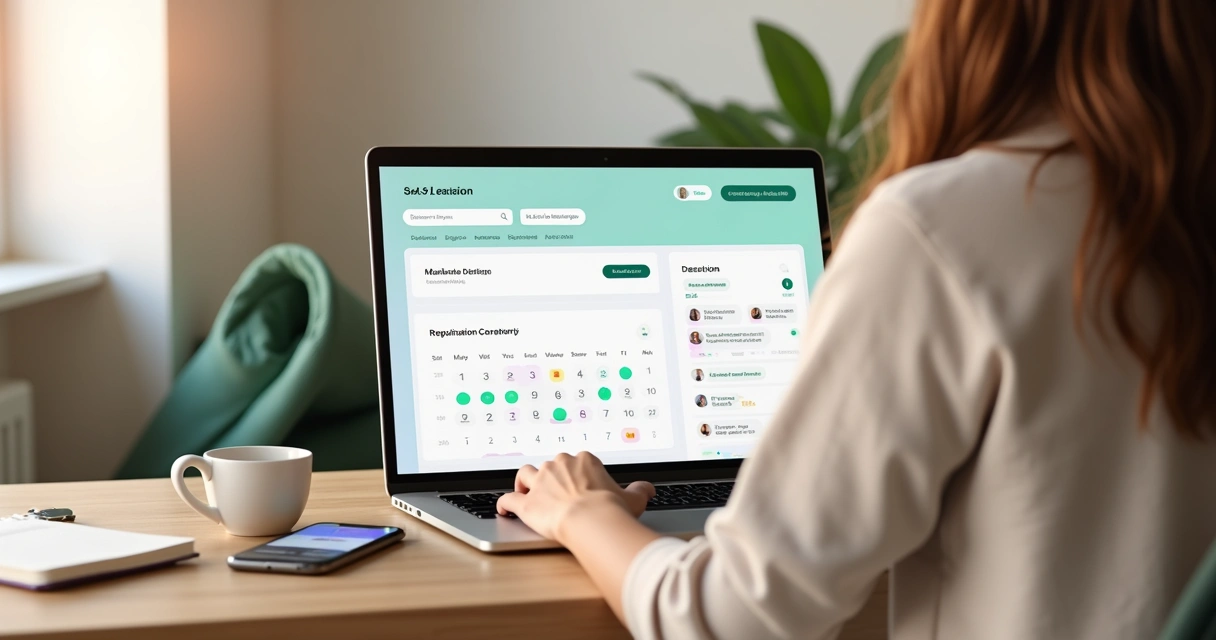 Criador de conteúdo de bem-estar gerindo agenda e conteúdo em plataforma digital 