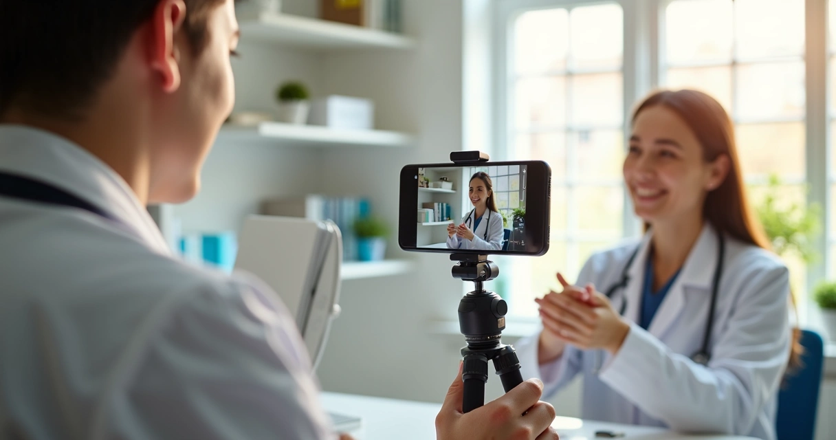 Pessoa gravando vídeo para rede social em ambiente descontraído 