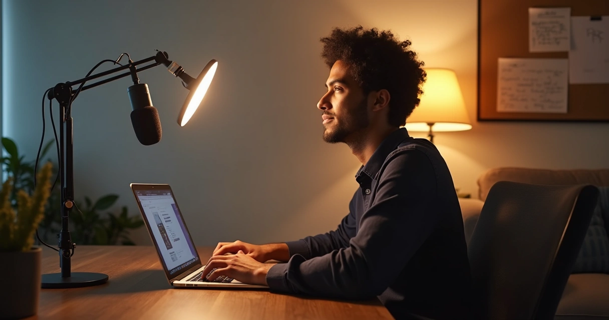 Gravação de curso com ring light. 