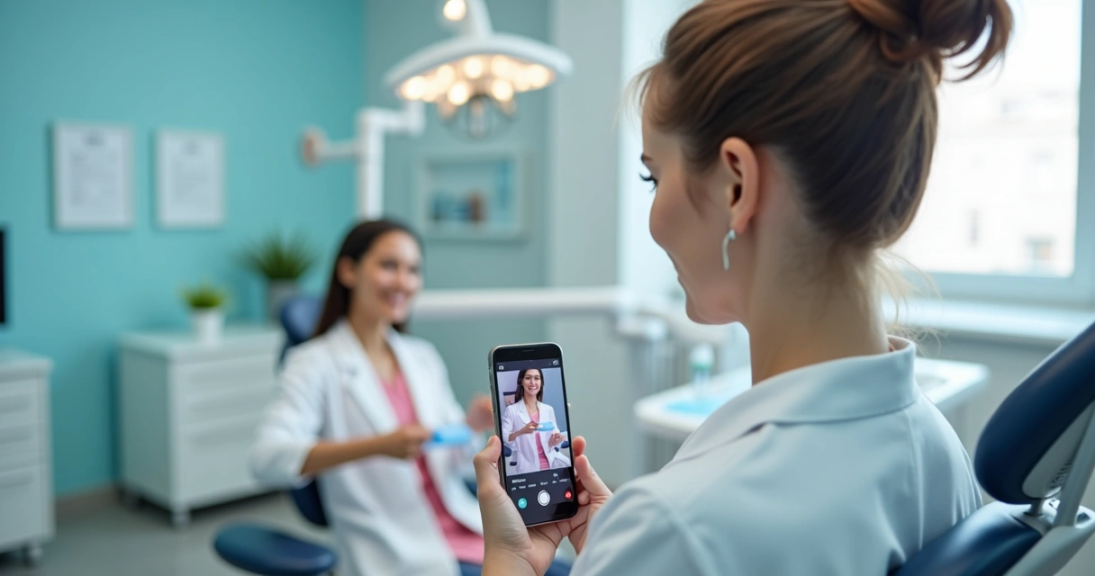 Influenciador odontológico gravando vídeo de dica para rede social