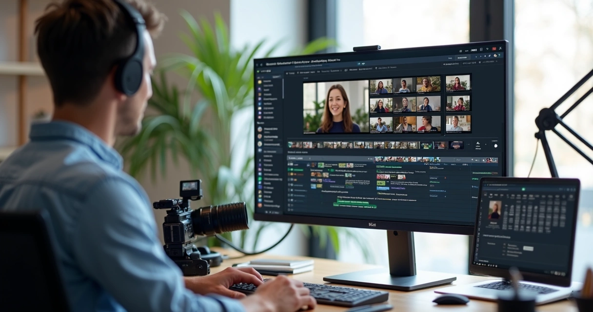 Creator preparing several short clips for social media