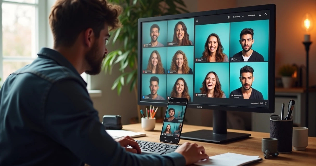 Criador de conteúdo revisando cortes curtos de vídeo em computador