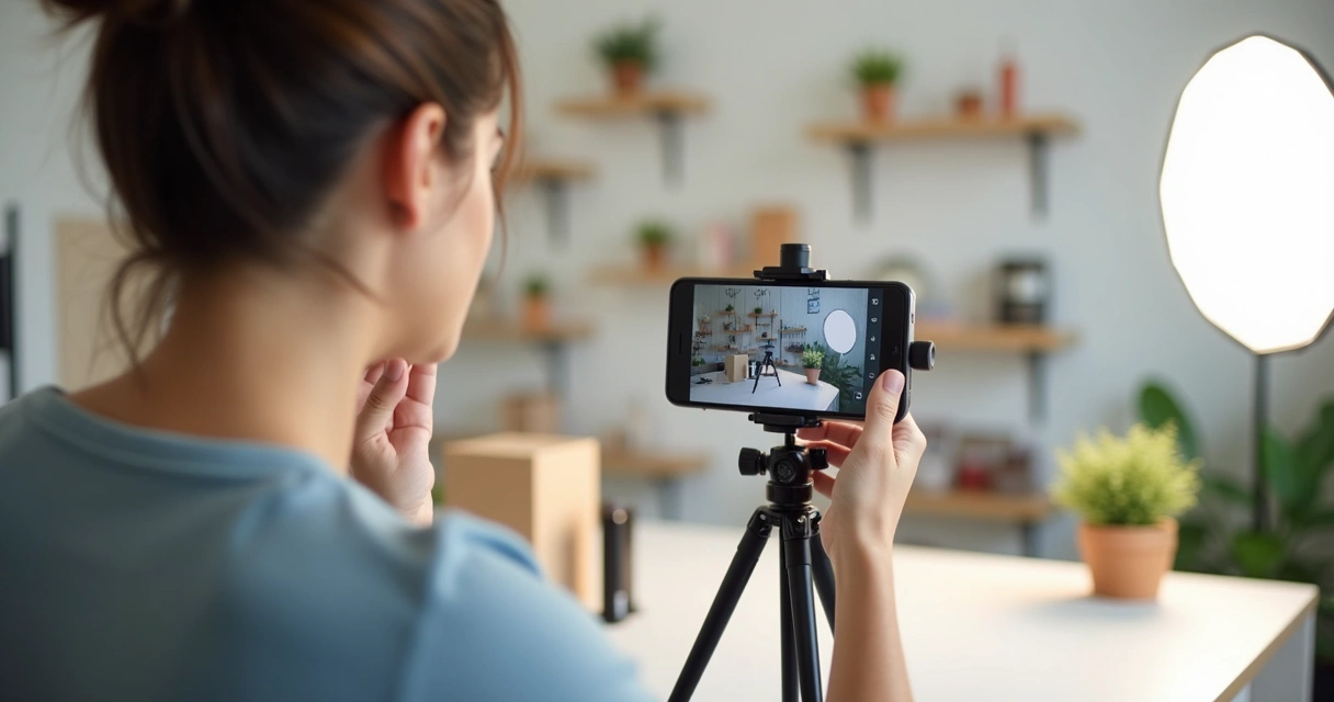 Criador gravando vídeo vertical de produto para TikTok Shop Ads 