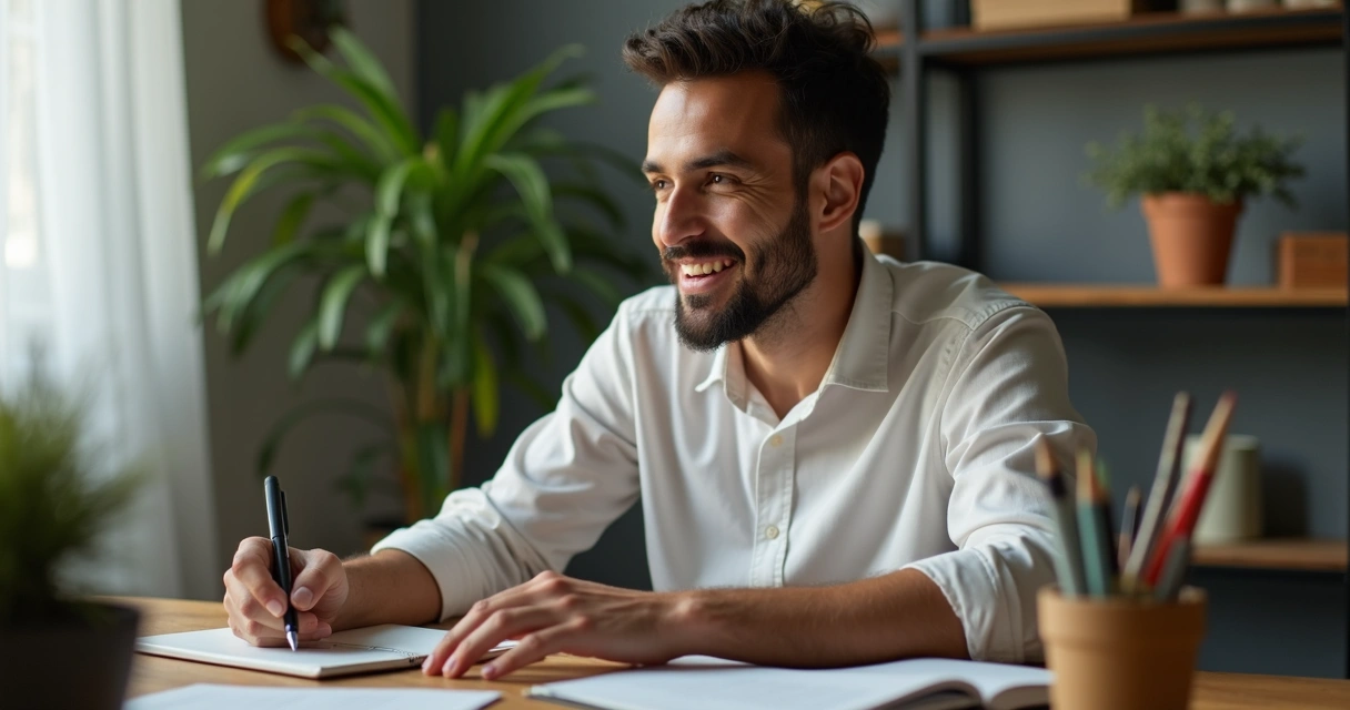 Content creator responding to comments on a laptop