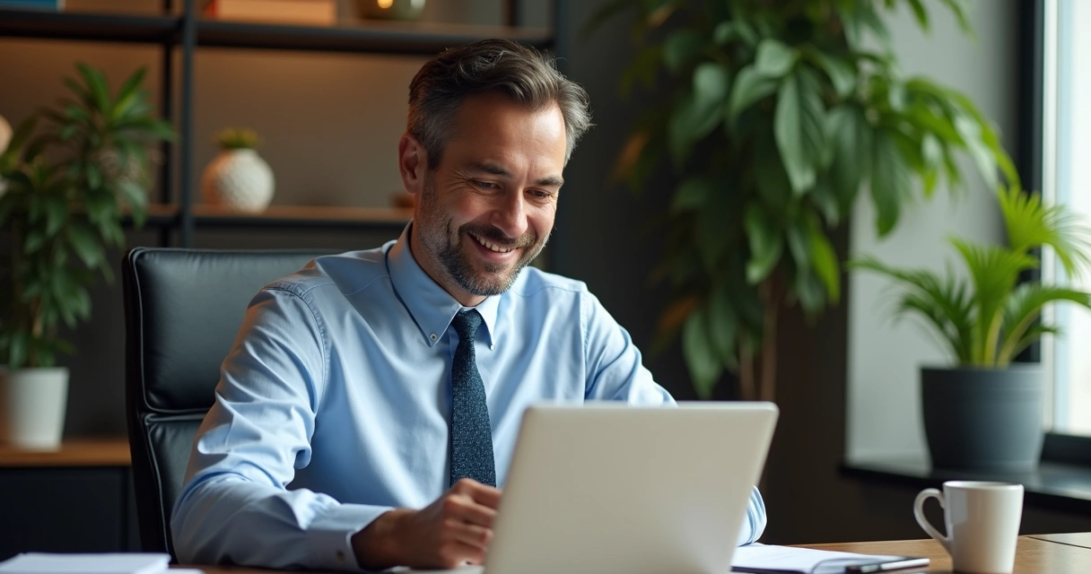Pessoa revisando conteúdo no LinkedIn em ambiente corporativo 