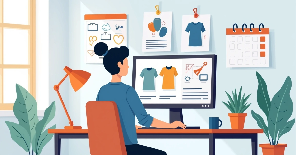Pessoa criando produtos personalizados no computador 