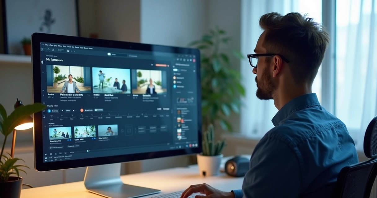Criador revisando clipes curtos prontos para publicar 