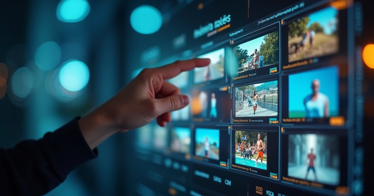 Person selecting video cuts on a digital platform 