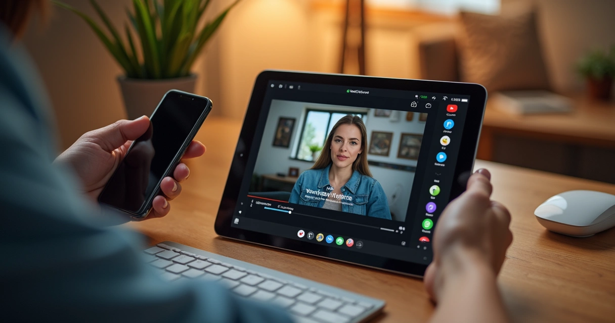 Pessoa editando vídeo curto vertical no VDClip com animações e legendas 