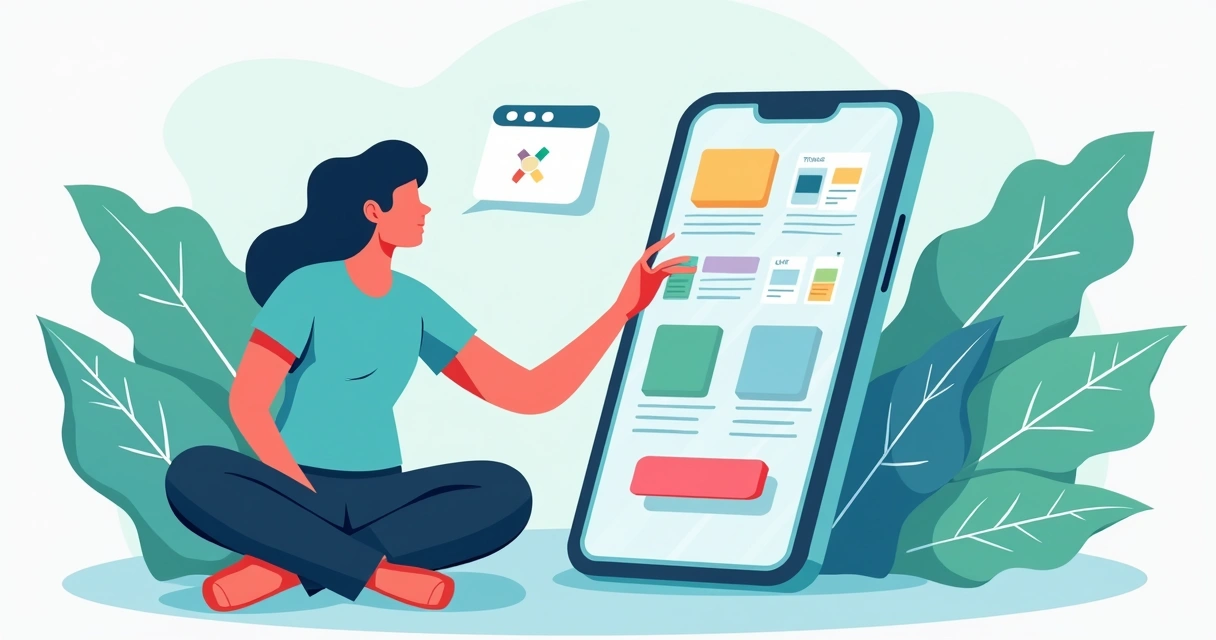 Interface intuitiva de criador de sites sendo usada em smartphone 
