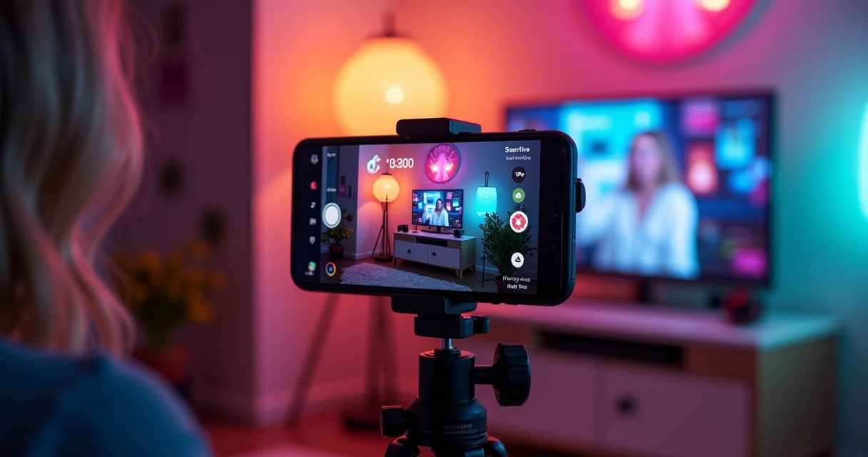 Criador de conteúdo grava vídeo em estúdio 