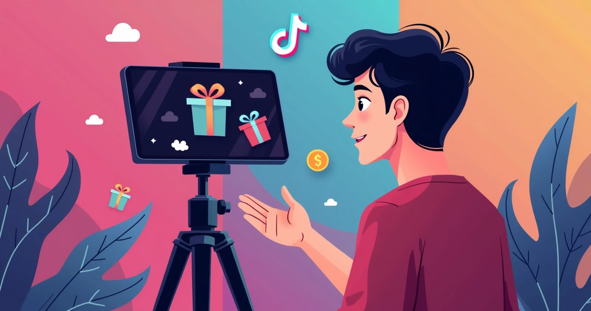 Criador recebendo presente virtual em live no TikTok 