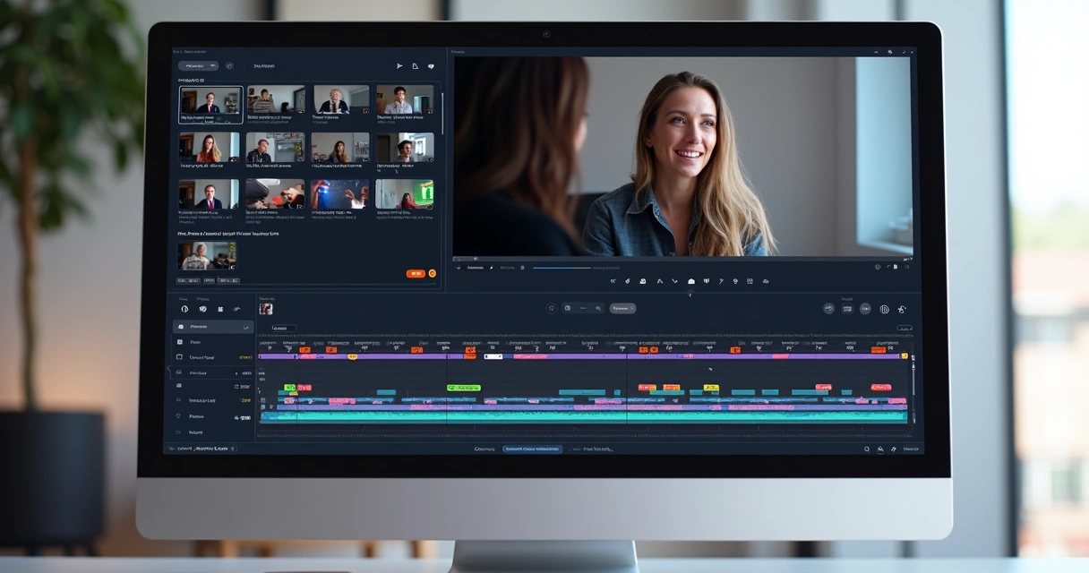 VDClip editor displaying long video being cut into several short clips 