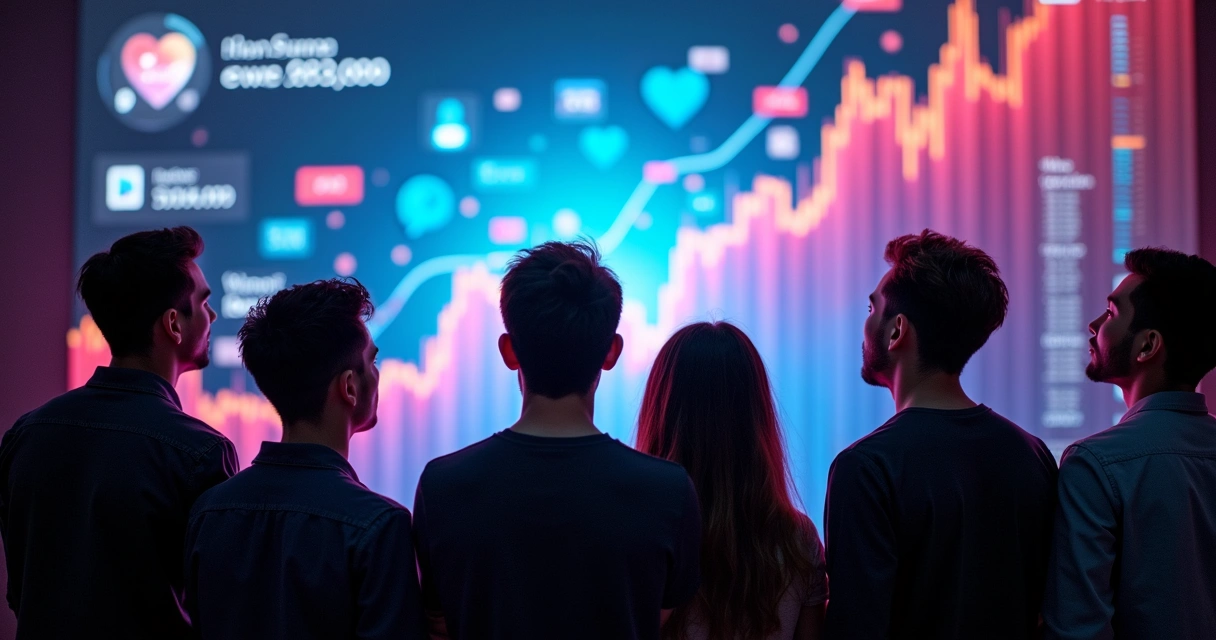 Criadores de conteúdo observando números de visualizações subirem 
