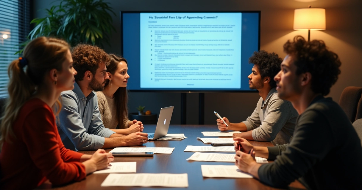 Equipe de criadores de conteúdo colaborando em um roteiro digital 