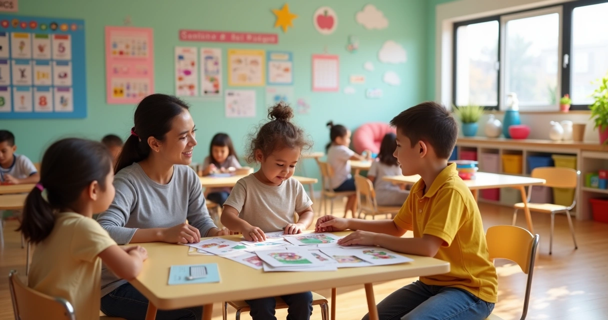 Criança com autismo participando de atividade em sala de aula inclusiva 