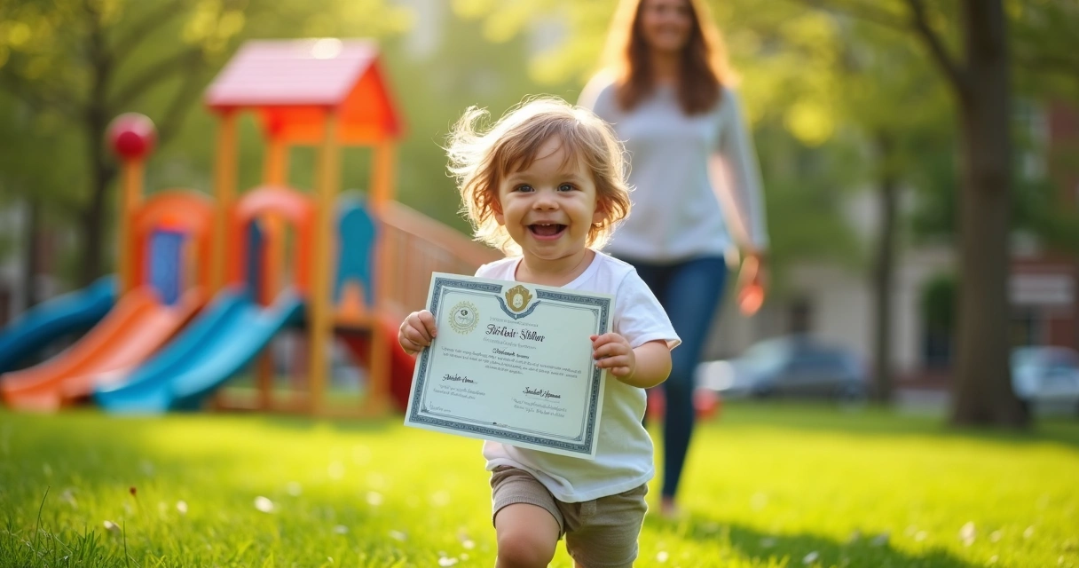 Criança sorrindo brincando após confirmação da paternidade 
