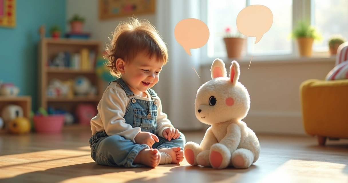 Criança interagindo com brinquedo de IA 