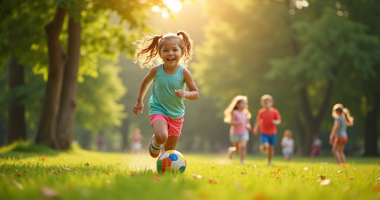 Menina brincando ao ar livre com bola. 