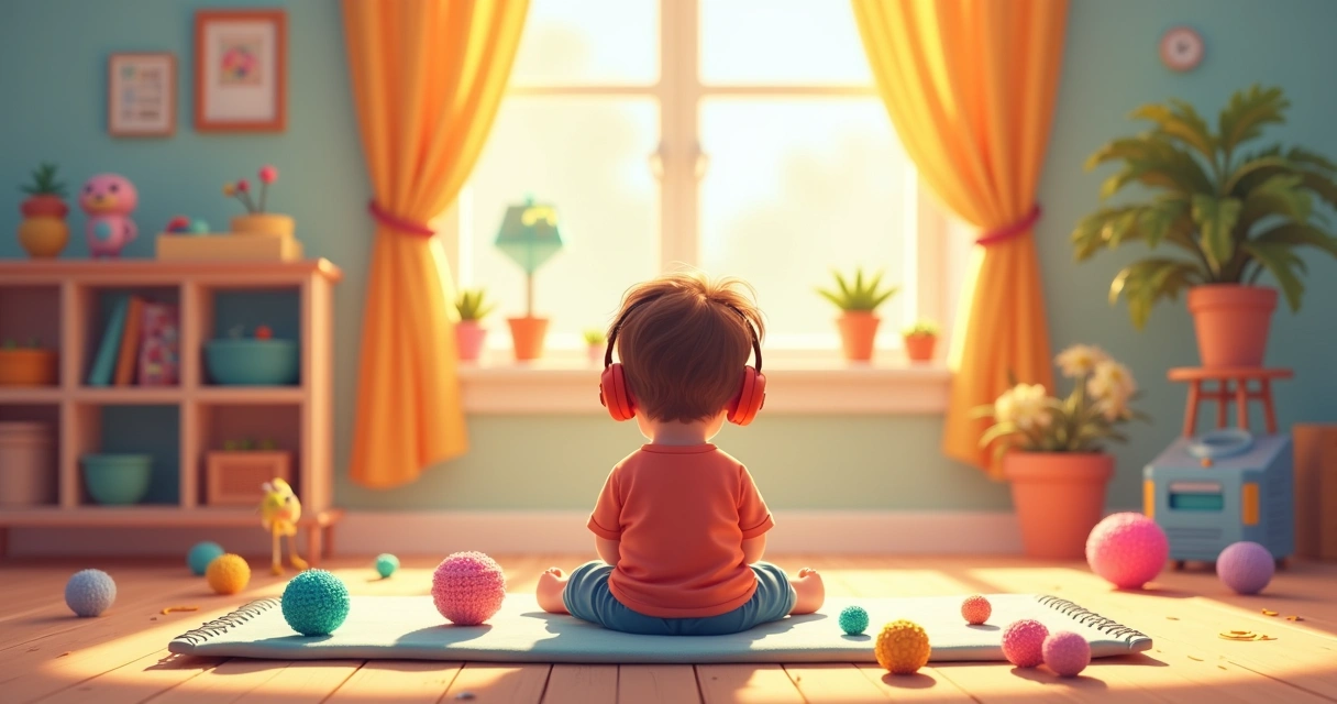 Criança brincando em sala de brinquedos sensoriais 