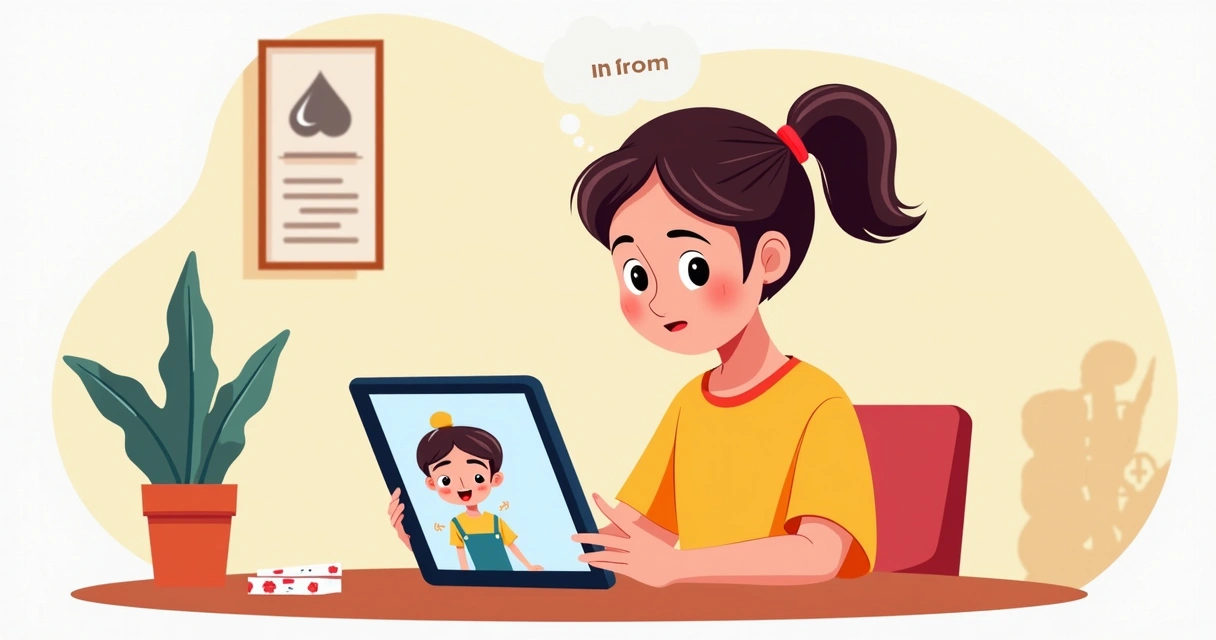 Criança usando um tablet com aplicativo de terapia 