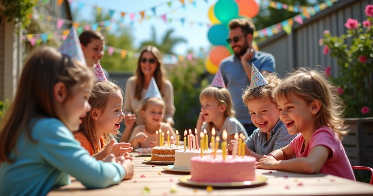 Crianças se divertindo em festa de aniversário com balão e brincadeiras 