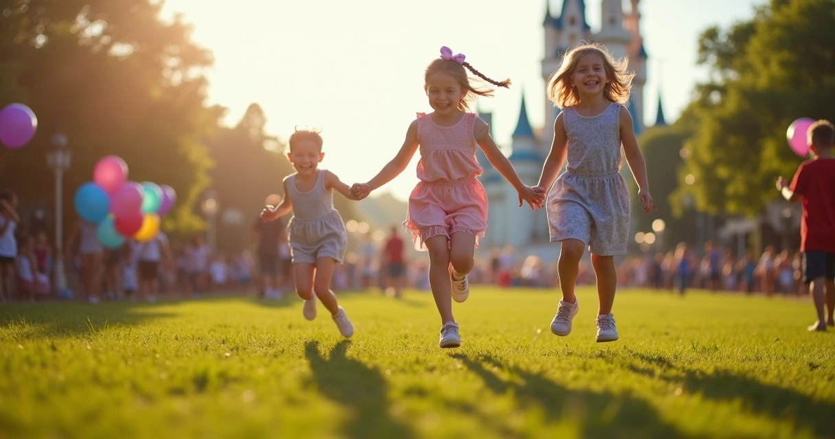 Crianças pulando e brincando no Magic Kingdom
