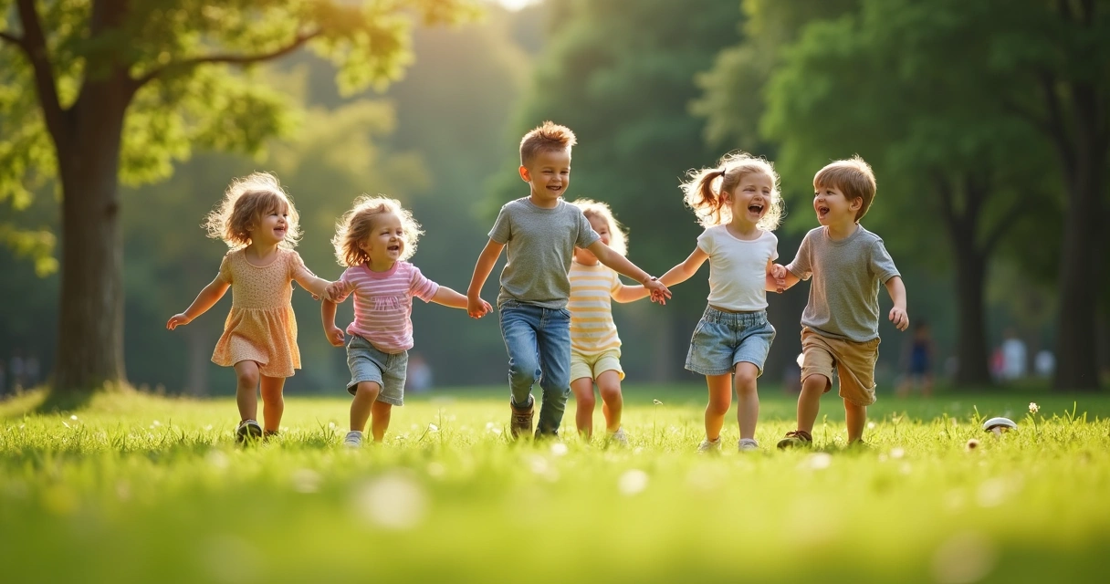 Crianças brincando juntas no parque.