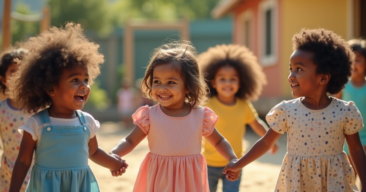 Crianças de diferentes culturas brincando juntas 