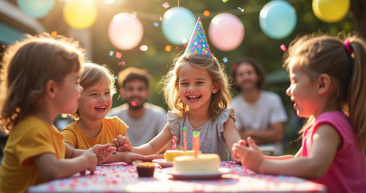 Crianças brincando felizes em festa infantil 