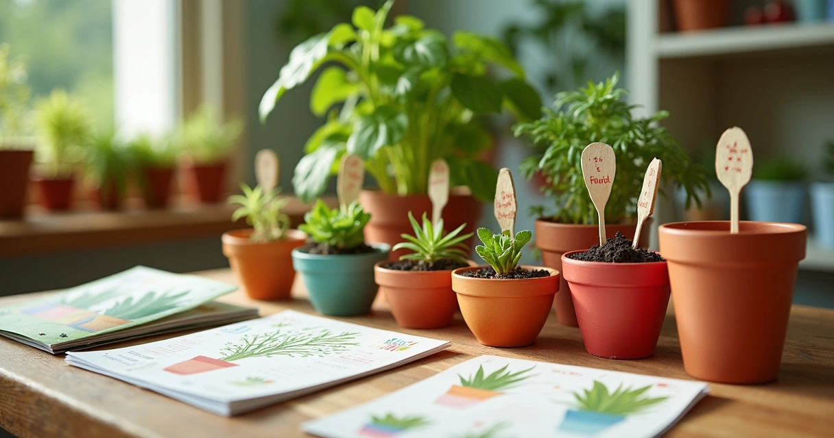 Kit de mini horta infantil com vasinhos e instruções 