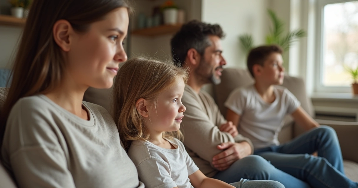 Crianças inquietas durante prática de silêncio coletivo em casa 