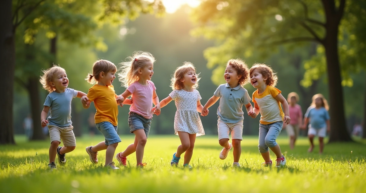 Crianças brincando juntas em um parque 