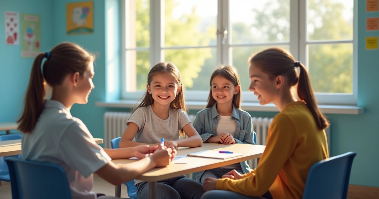 Crianças recebendo vacina HPV em sala de vacinação 