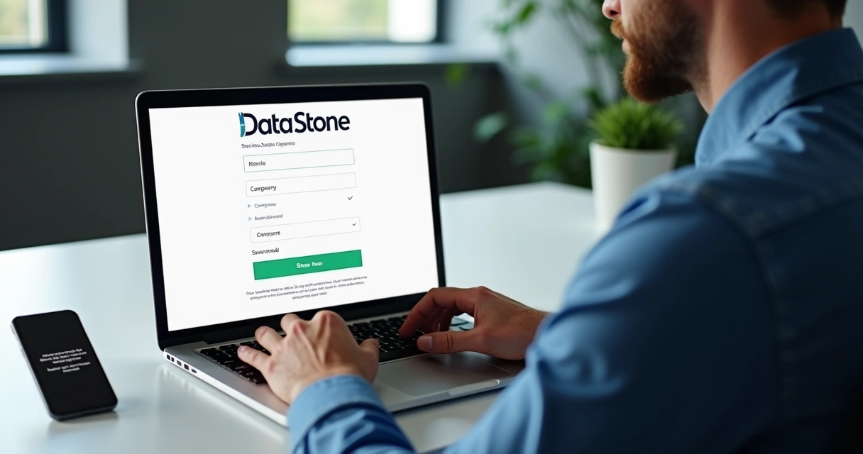 Usuário iniciando cadastro na Data Stone 