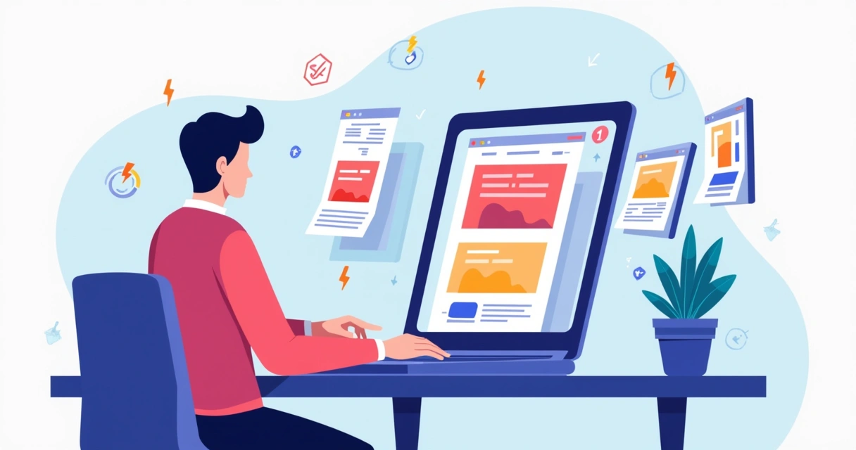 Profissional montando landing page arrastando blocos em editor visual no notebook 